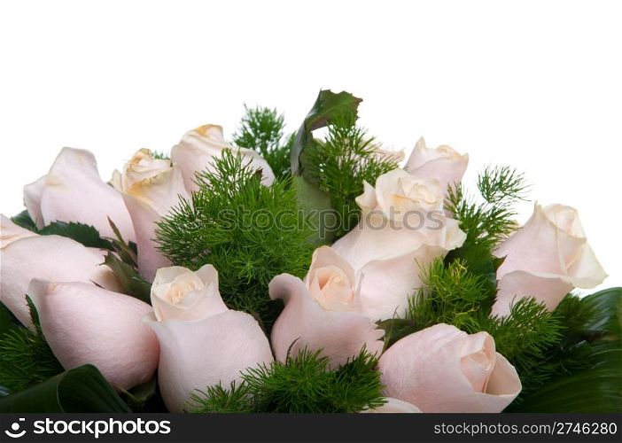 gorgeous bouquet of pink roses isolated on white background