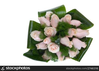 gorgeous bouquet of pink roses isolated on white background (front view)