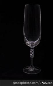 gorgeous flute glass for champagne on black background
