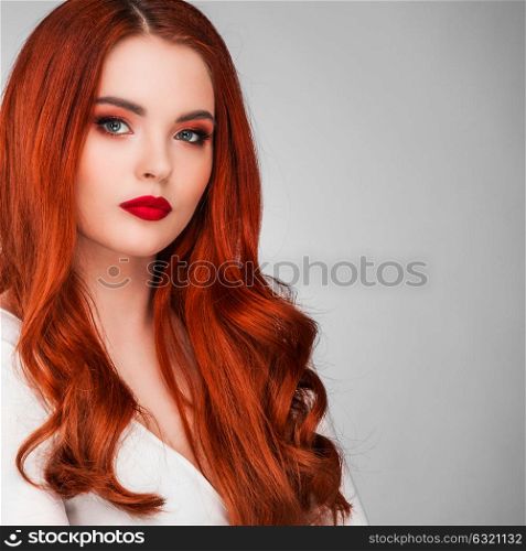 Gorgeous redhead girl. Photoshot of gorgeous redhead girl with bright makeup
