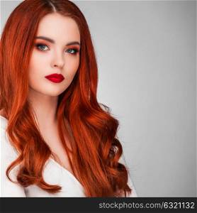 Gorgeous redhead girl. Photoshot of gorgeous redhead girl with bright makeup