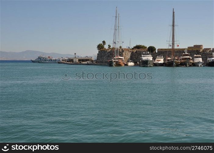 gorgeous seascape view at Kos harbour, Greece