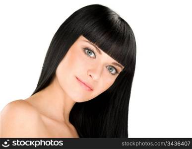 gorgeous young caucasian brunette posing, space for copy