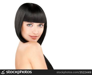 gorgeous young caucasian brunette posing, space for copy