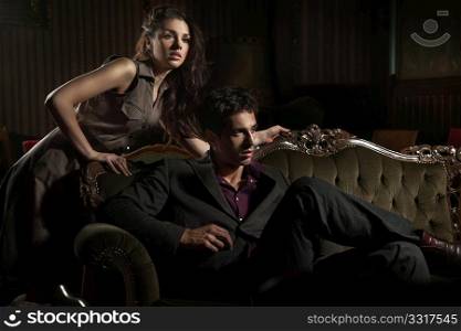 Gorgeous young couple in a stylish interior