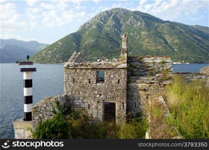 Gospa od Andela church on the coast in Kotor bay, Montenegro