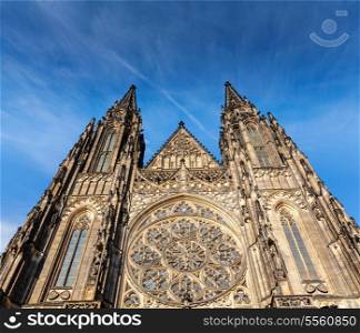 Gothic architecture - facade of St. Vitus Catherdal, Prague, Czech Republic
