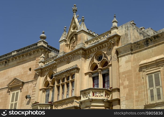 Gothic Architecture on medieval palace in island of Malta