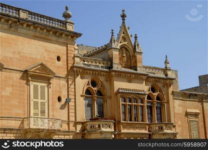 Gothic Architecture on medieval palace in island of Malta