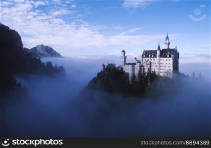 Gothic Castle on Misty Mountaintop
