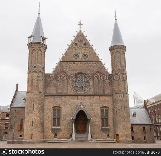 Gothic facade of Ridderzaal in Binnenhof, The Hague, Netherlands