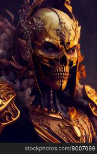 Gothic horror dark scene with skull. Dark fantasy.  Generative AI 