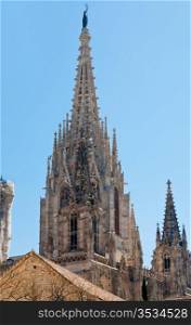 Gothic spire of Cathedral of the Holy Cross and Saint Eulalia in Barcelona