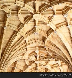 Gothic stone vaulting in an old tample