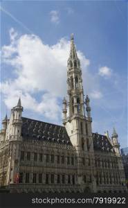 Gothic, town Hall, Hotel de Ville, Stadhuis, in the Grand Place, Brussels.