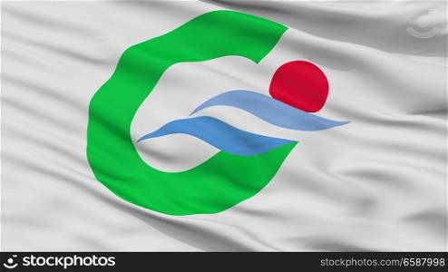 Goto City Flag, Country Japan, Nagasaki Prefecture, Closeup View. Goto City Flag, Japan, Nagasaki Prefecture, Closeup View
