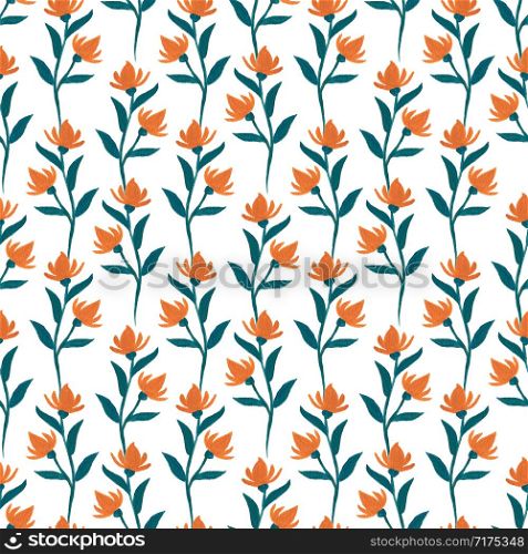 Gouache orange flowers seamless pattern. Can be used for wrapping, textile, wallpaper and package design. Gouache orange flowers seamless pattern. Can be used for wrapping, textile, wallpaper and package design.