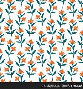 Gouache orange flowers seamless pattern. Can be used for wrapping, textile, wallpaper and package design. Gouache orange flowers seamless pattern. Can be used for wrapping, textile, wallpaper and package design.