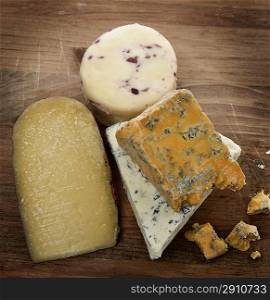 Gourmet Cheese On A Wooden Board