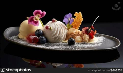 Gourmet dessert high quality dish, molecular cuisine close-up