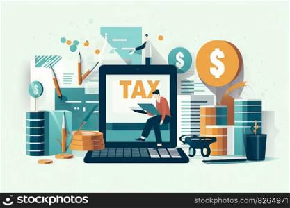 Government taxes and calculation tax return concept , Tax return online for tax payment , Government, state taxes, paperwork, financial research, report , generative ai