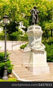 Goya monument near Prado museum at sunny day at Madrid, Spain