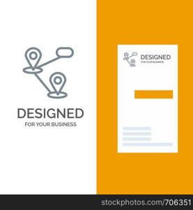 Gps, Location, Map Grey Logo Design and Business Card Template