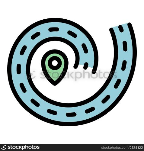 Gps route icon. Outline gps route vector icon color flat isolated. Gps route icon color outline vector