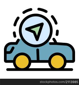 Gps taxi control icon. Outline gps taxi control vector icon color flat isolated. Gps taxi control icon color outline vector