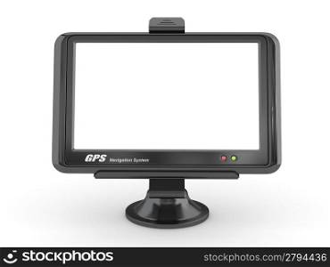 Gps with empty screen on white isolated background. 3d