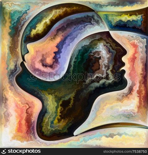 Gradient Flow. Colors In Us series. Creative arrangement of human silhouettes, art textures and colors interplay for projects on life, drama, poetry and perception