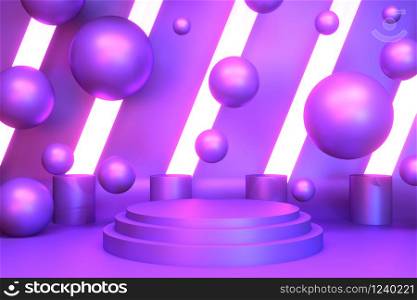gradients purple and blue abstract podium showcase. 3D rendering