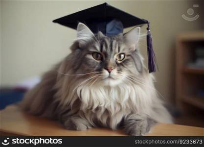 Graduate cat. Pet study education. Generate AI. Graduate cat. Generate AI