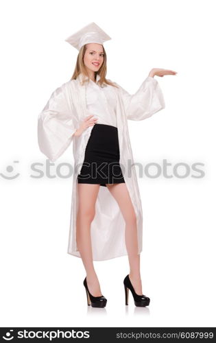 Graduate girl solated on white