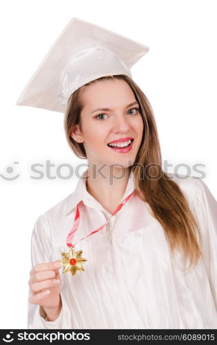 Graduate girl solated on white