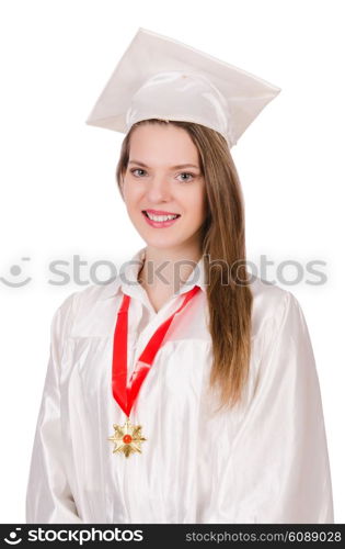 Graduate girl solated on white