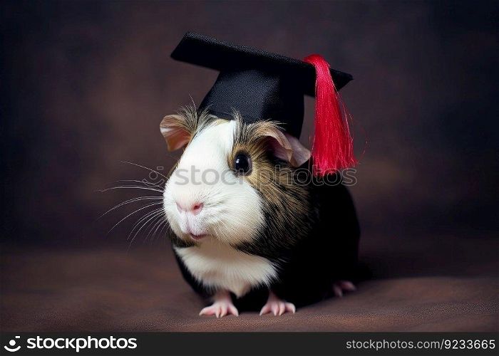 Graduate guinea pig animal. Pet education. Generate Ai. Graduate guinea pig animal. Generate Ai
