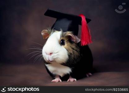 Graduate guinea pig animal. Pet education. Generate Ai. Graduate guinea pig animal. Generate Ai