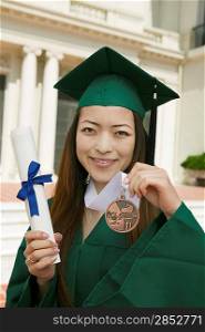 Graduate Holding Medal and Diploma