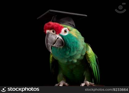Graduate parrot. Cute bird pet. Generate Ai. Graduate parrot. Generate Ai