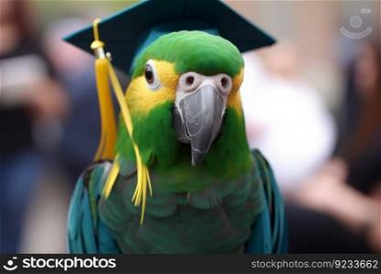 Graduate parrot education. Home bird. Generate Ai. Graduate parrot education. Generate Ai