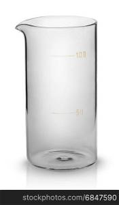 Graduated measuring beaker isolated on white background. Graduated measuring beaker