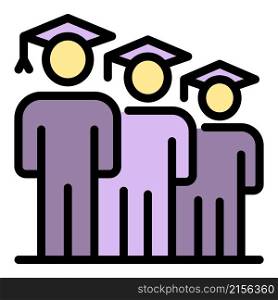Graduated student icon. Outline graduated student vector icon color flat isolated. Graduated student icon color outline vector
