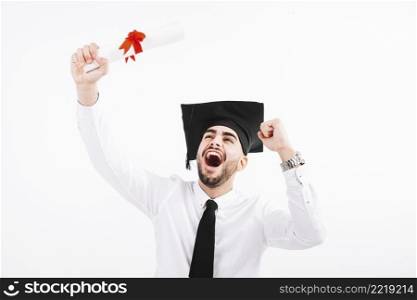 graduating man shouting