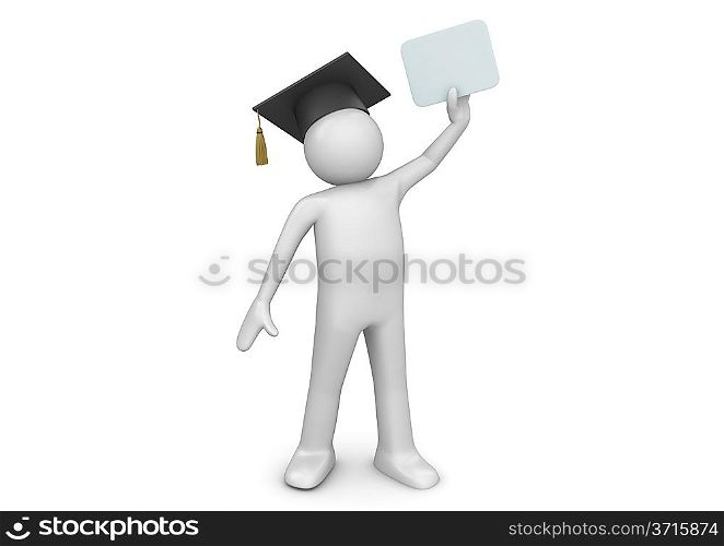 Graduating student / senior with diploma (3d characters isolated on white background series)