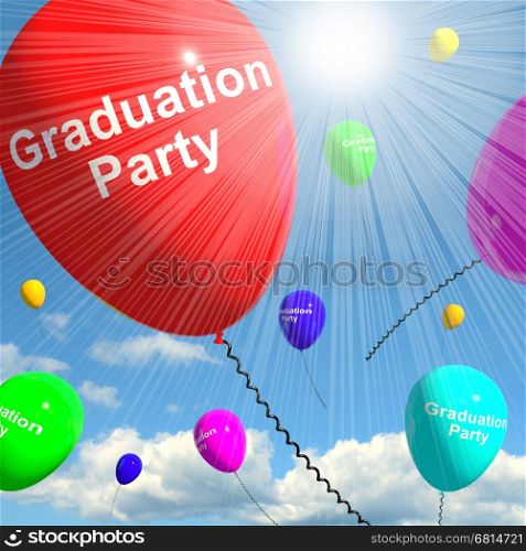 Graduation Balloons Showing School College Or University Graduation. Graduation Balloons Shows School College Or Graduation 3d Rendering