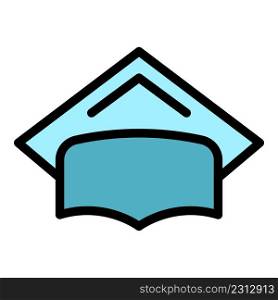 Graduation hat icon. Outline graduation hat vector icon color flat isolated. Graduation hat icon color outline vector