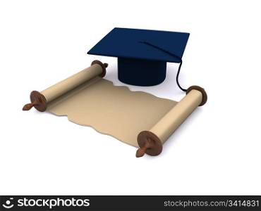 graduation objects on white. 3d
