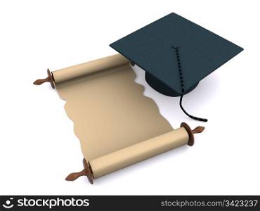 graduation objects on white. 3d