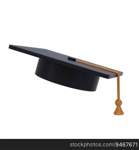 Graduation university or college black cap 3d realistic illustration isolated with clipping path. Element for degree ceremony and educational programs design.. Graduation university or college black cap 3d icon education realistic illustration isolated with clipping path. Element for degree ceremony and educational programs design